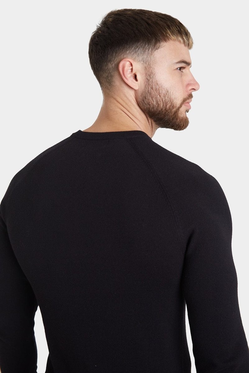 Cotton Crew Neck Jumper in Black - TAILORED ATHLETE - USA