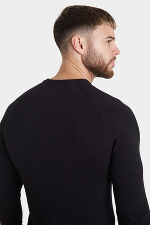Cotton Crew Neck Jumper in Black - TAILORED ATHLETE - USA
