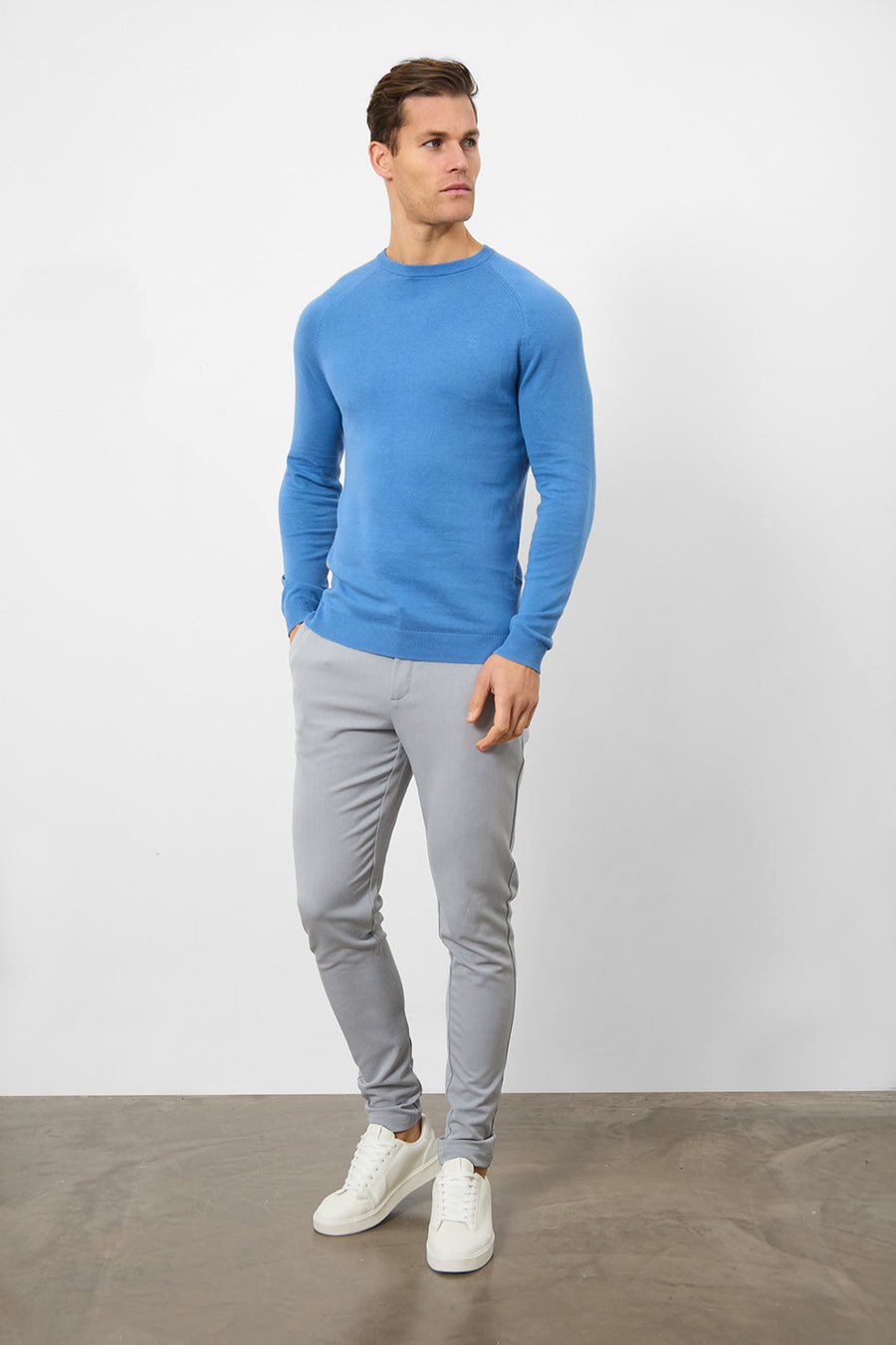 Cotton Crew Neck in Ocean Blue - TAILORED ATHLETE - USA