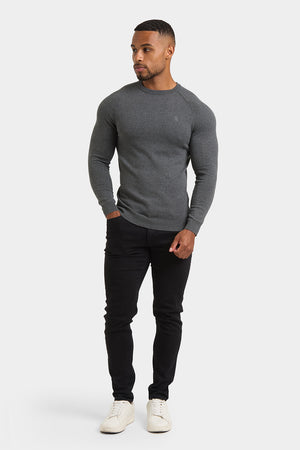 Cotton Crew Neck in Dark Grey Marl - TAILORED ATHLETE - USA