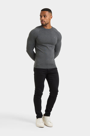 Cotton Crew Neck in Dark Grey Marl - TAILORED ATHLETE - USA