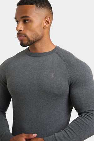 Cotton Crew Neck in Dark Grey Marl - TAILORED ATHLETE - USA