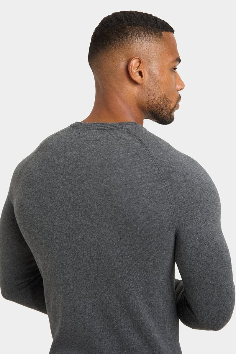 Cotton Crew Neck in Dark Grey Marl Cotton Crew Neck in Dark Grey Marl