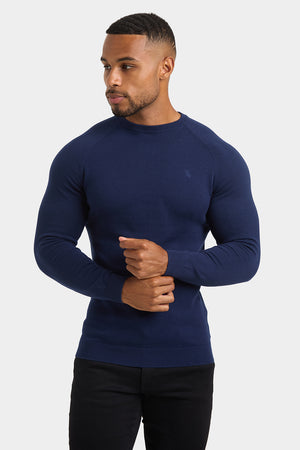 Cotton Crew Neck in Navy - TAILORED ATHLETE - USA