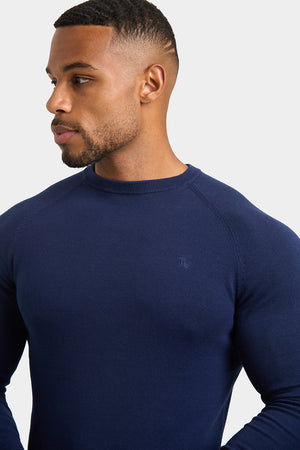 Cotton Crew Neck in Navy - TAILORED ATHLETE - USA