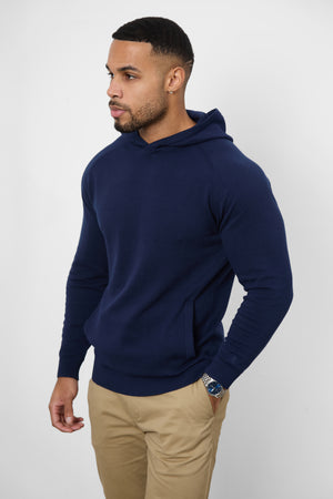 Cotton Knitted Hoodie in Navy - TAILORED ATHLETE - USA