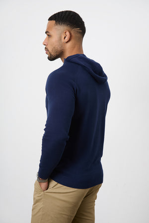 Cotton Knitted Hoodie in Navy - TAILORED ATHLETE - USA