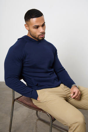 Cotton Knitted Hoodie in Navy - TAILORED ATHLETE - USA