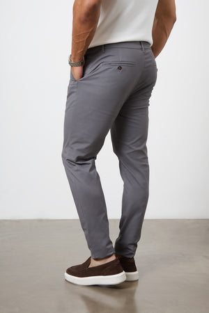 Athletic Fit Cotton Stretch Chino Pants in Dark Grey - TAILORED ATHLETE - USA