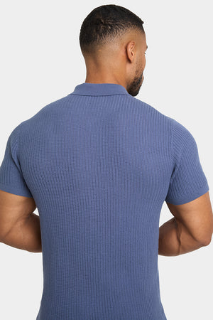 Crochet Knitted Shirt in Slate Blue - TAILORED ATHLETE - USA