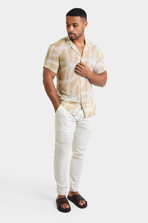 Printed Shirt in Stone Curved Stripe - TAILORED ATHLETE - USA