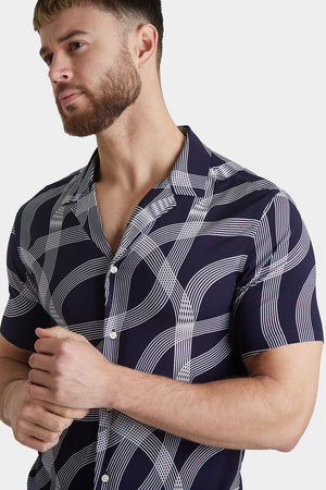 Printed Shirt in Curved Stripe - TAILORED ATHLETE - USA