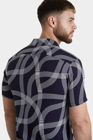 Printed Shirt in Curved Stripe - TAILORED ATHLETE - USA