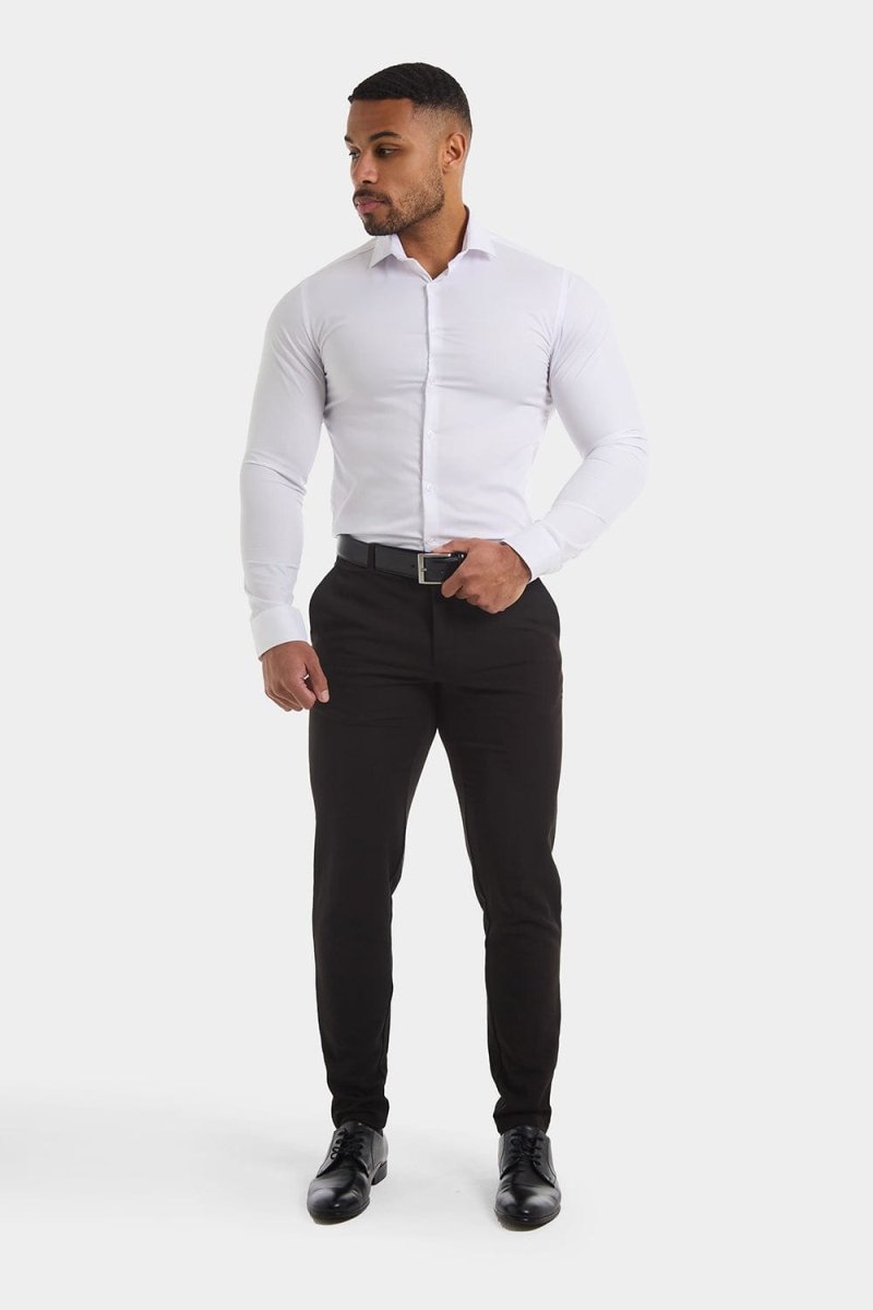 Athletic Fit Cutaway Collar Shirt in White XXXL