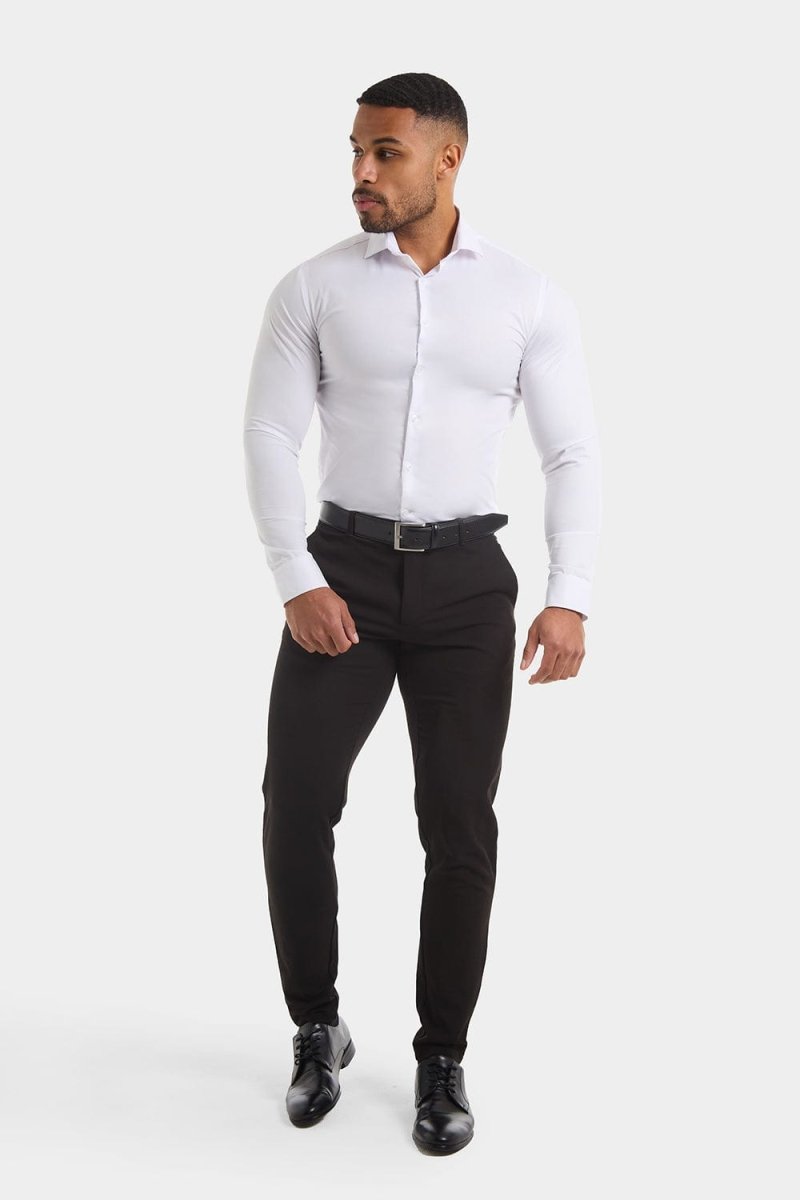 Athletic Fit Cutaway Collar Shirt in White L Athletic Fit Cutaway Collar Shirt in White L