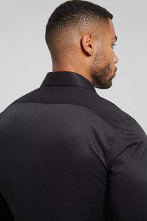 Cutaway Collar Twill Shirt in Black - TAILORED ATHLETE - USA
