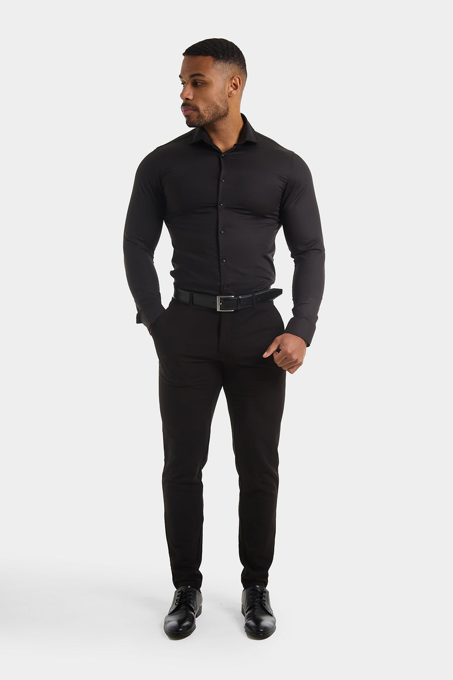 Cutaway Collar Shirt in Black - TAILORED ATHLETE - USA
