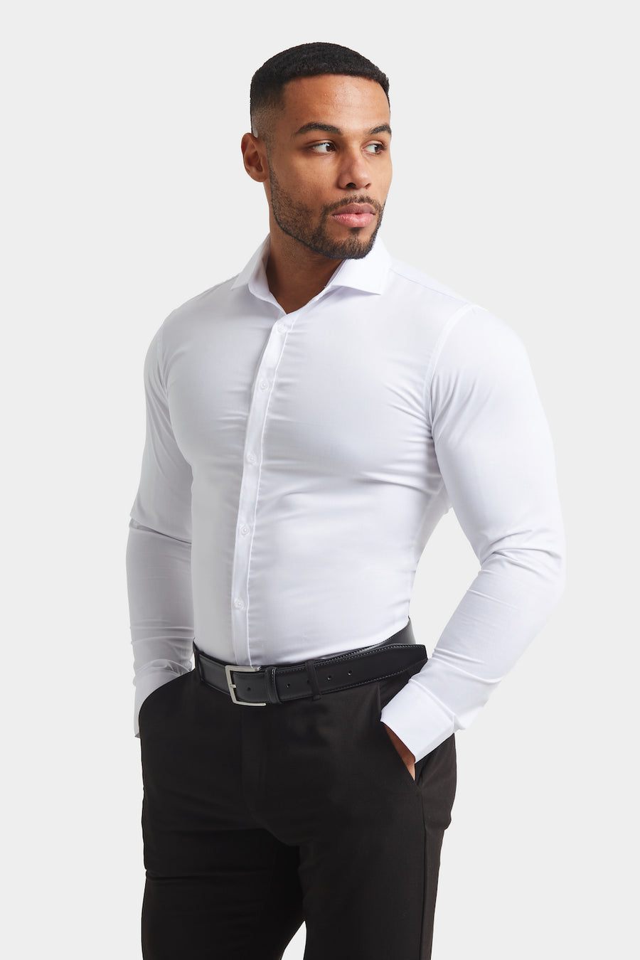 Athletic Fit Cutaway Collar Shirt in White - TAILORED ATHLETE - USA