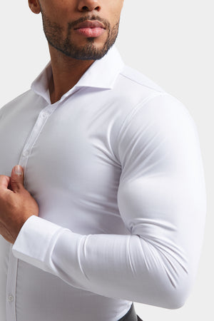 Essential Cutaway Collar Shirt in White - TAILORED ATHLETE - USA
