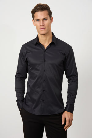 Defined Twill Shirt in Black - TAILORED ATHLETE - USA