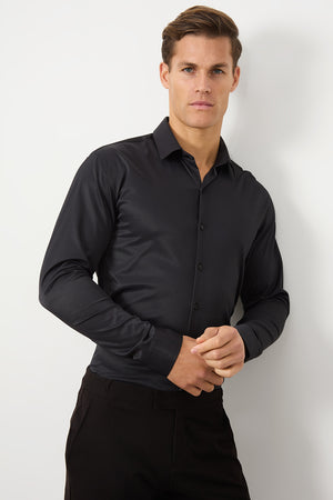 Defined Twill Shirt in Black - TAILORED ATHLETE - USA