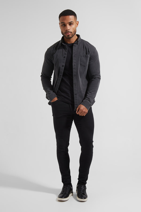 Charcoal Gray Overfit Denim MA-1 Jumper - beaconparenting.ie