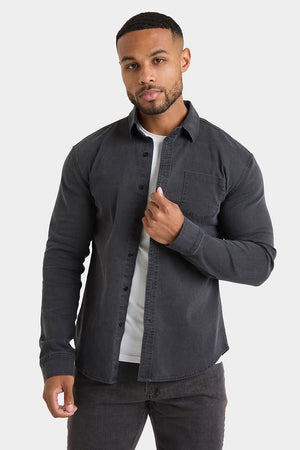 Denim Shirt in Dark Grey - TAILORED ATHLETE - USA