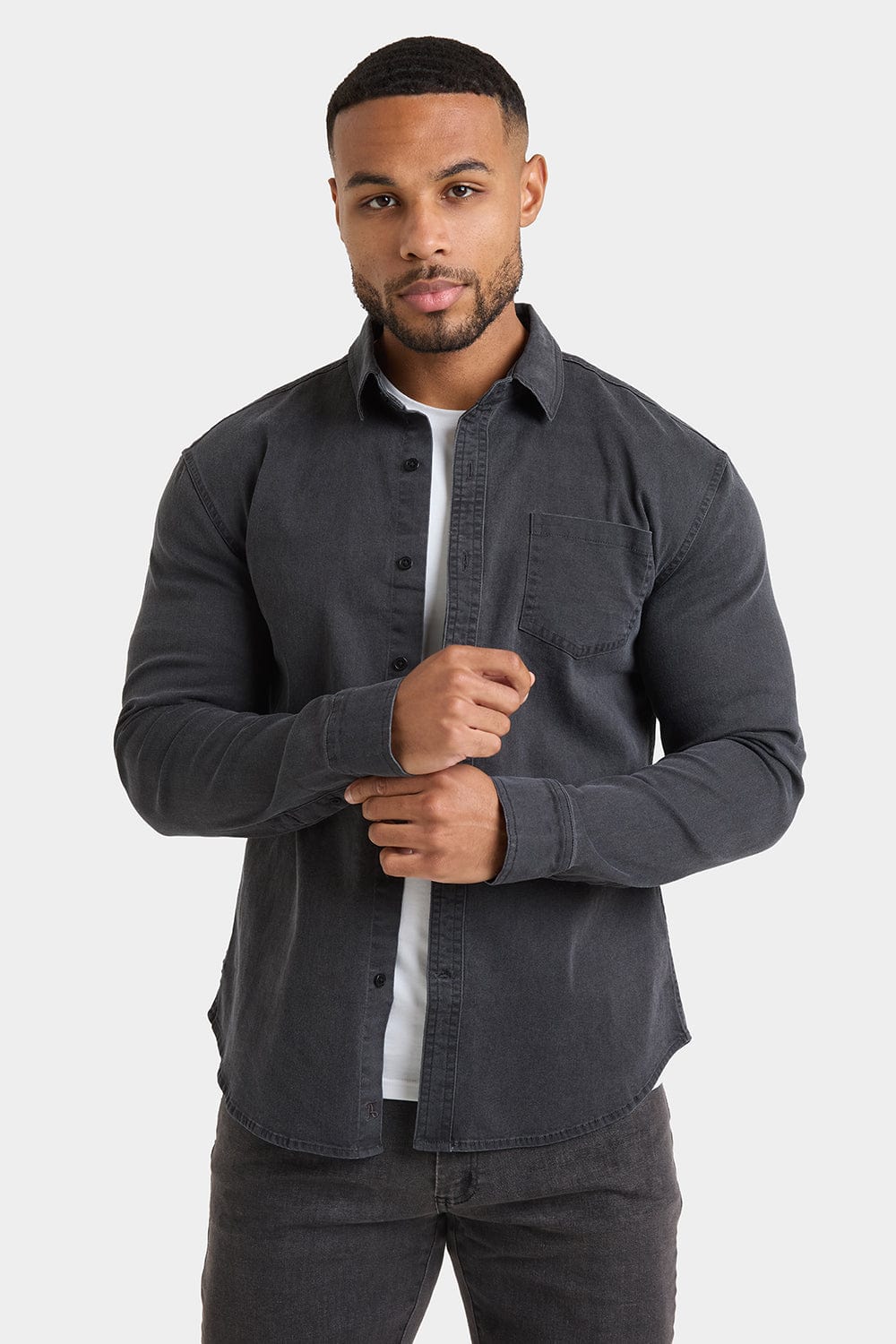 Denim Shirt in Dark Grey TAILORED ATHLETE USA