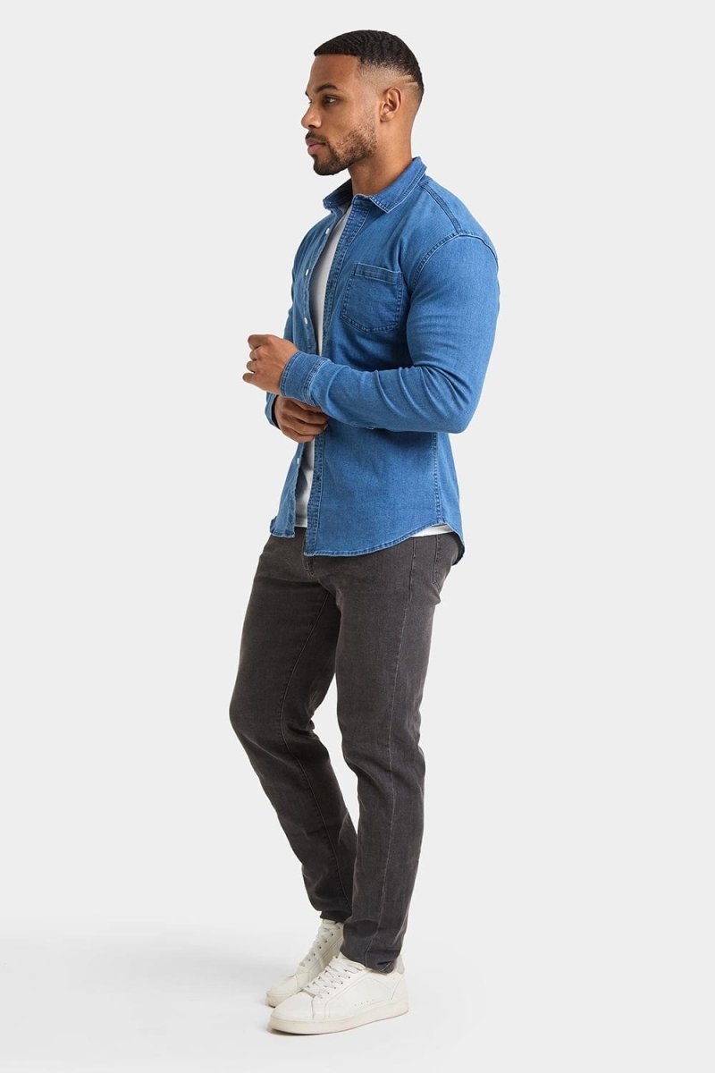 Denim Shirt in Mid Blue - TAILORED ATHLETE - USA