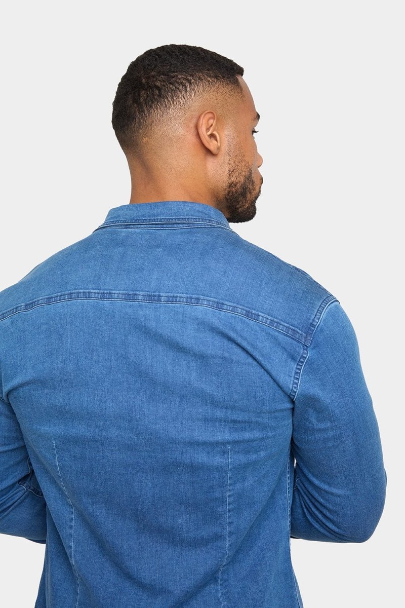 Denim Shirt in Mid Blue - TAILORED ATHLETE - USA