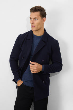 Double Breasted Peacoat in Navy - TAILORED ATHLETE - USA