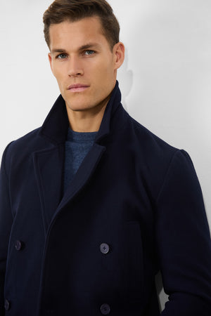 Double Breasted Peacoat in Navy - TAILORED ATHLETE - USA