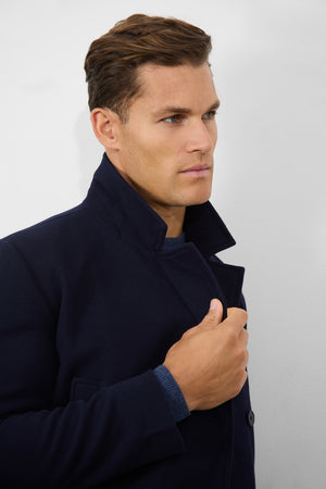 Double Breasted Peacoat in Navy - TAILORED ATHLETE - USA