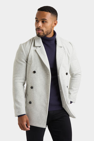 Double Breasted Peacoat in Pale Grey - TAILORED ATHLETE - USA