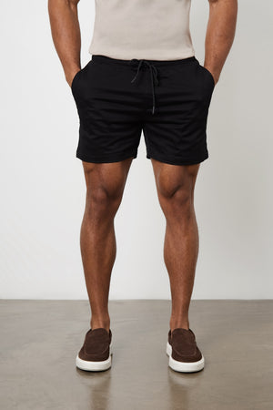 Athletic Fit Drawstring Chino Short 5" in Black - TAILORED ATHLETE - USA