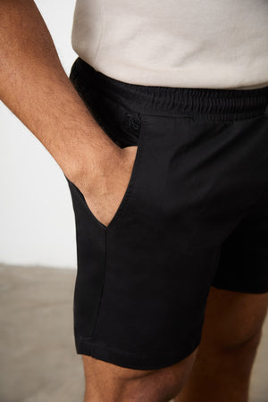 Athletic Fit Drawstring Chino Short 5" in Black - TAILORED ATHLETE - USA