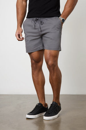 Athletic Fit Drawstring Chino Short 5" in Dark Grey - TAILORED ATHLETE - USA