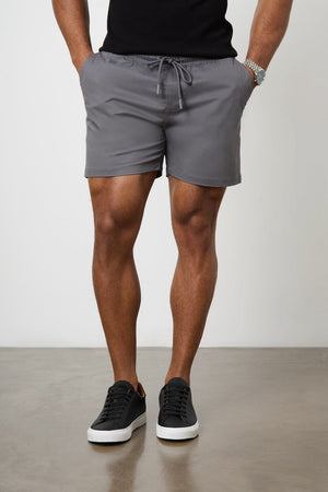 Athletic Fit Drawstring Chino Short 5" in Dark Grey - TAILORED ATHLETE - USA