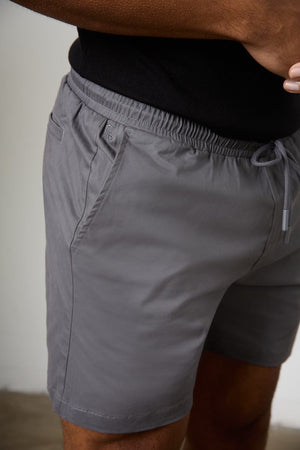 Athletic Fit Drawstring Chino Short 5" in Dark Grey - TAILORED ATHLETE - USA