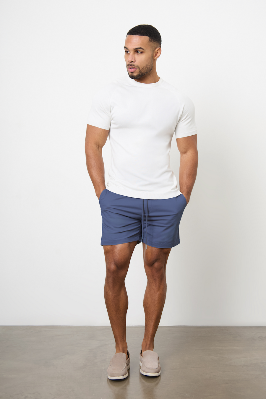 Athletic Fit Drawstring Chino Short 5" in Airforce - TAILORED ATHLETE - USA