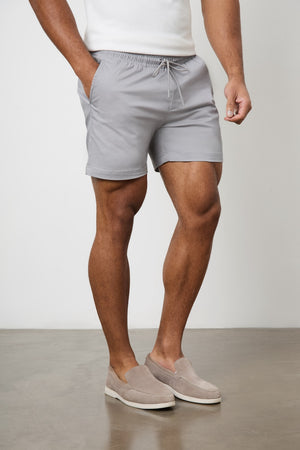 Athletic Fit Drawstring Chino Short 5” in Pale Grey - TAILORED ATHLETE - USA