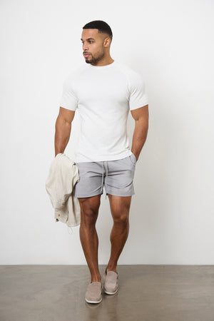 Athletic Fit Drawstring Chino Short 5” in Pale Grey - TAILORED ATHLETE - USA