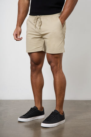 Athletic Fit Drawstring Chino Short 5" in Stone - TAILORED ATHLETE - USA