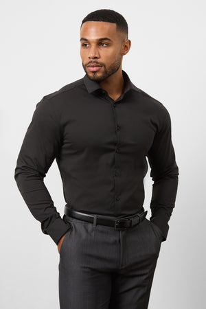 Athletic Fit Dress Shirt in Black - TAILORED ATHLETE - USA