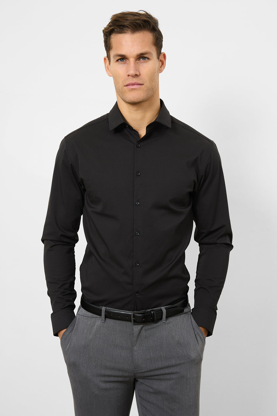 Athletic Fit Dress Shirt in Black - TAILORED ATHLETE - USA