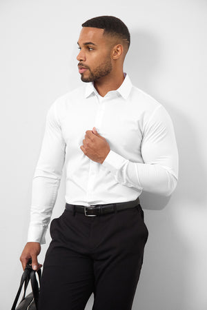 Athletic Fit Dress Shirt in White - TAILORED ATHLETE - USA