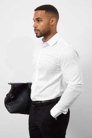 Athletic Fit Dress Shirt in White - TAILORED ATHLETE - USA