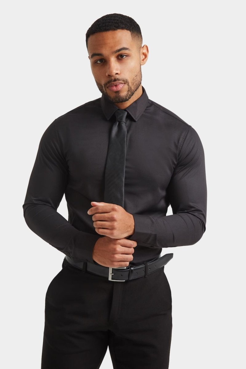 Athletic Fit Dress Shirt in Black - TAILORED ATHLETE - USA