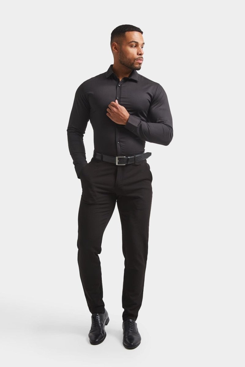 Black Dress Shirt Tailored Fit for Modern Elegance