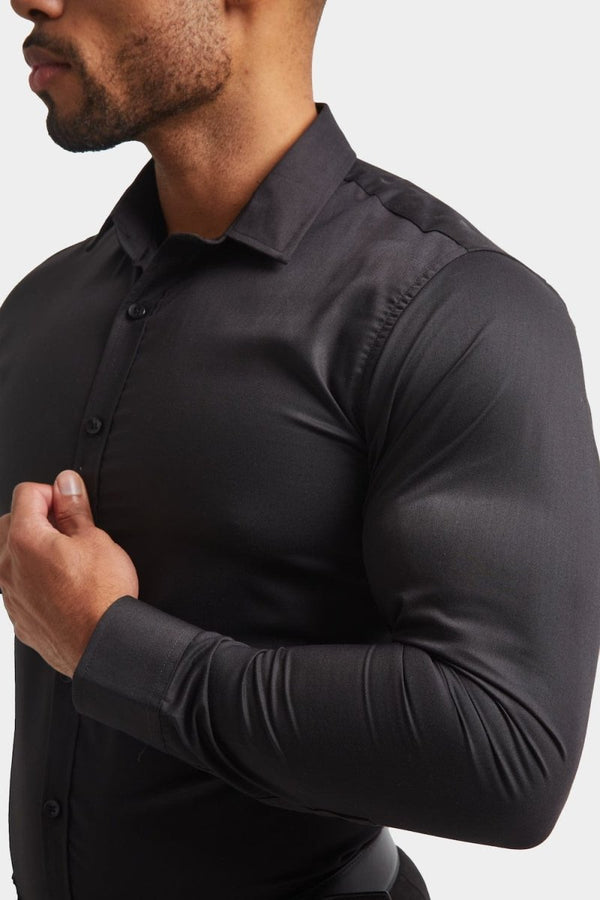 Black Dress Shirt Tailored Fit for Modern Elegance